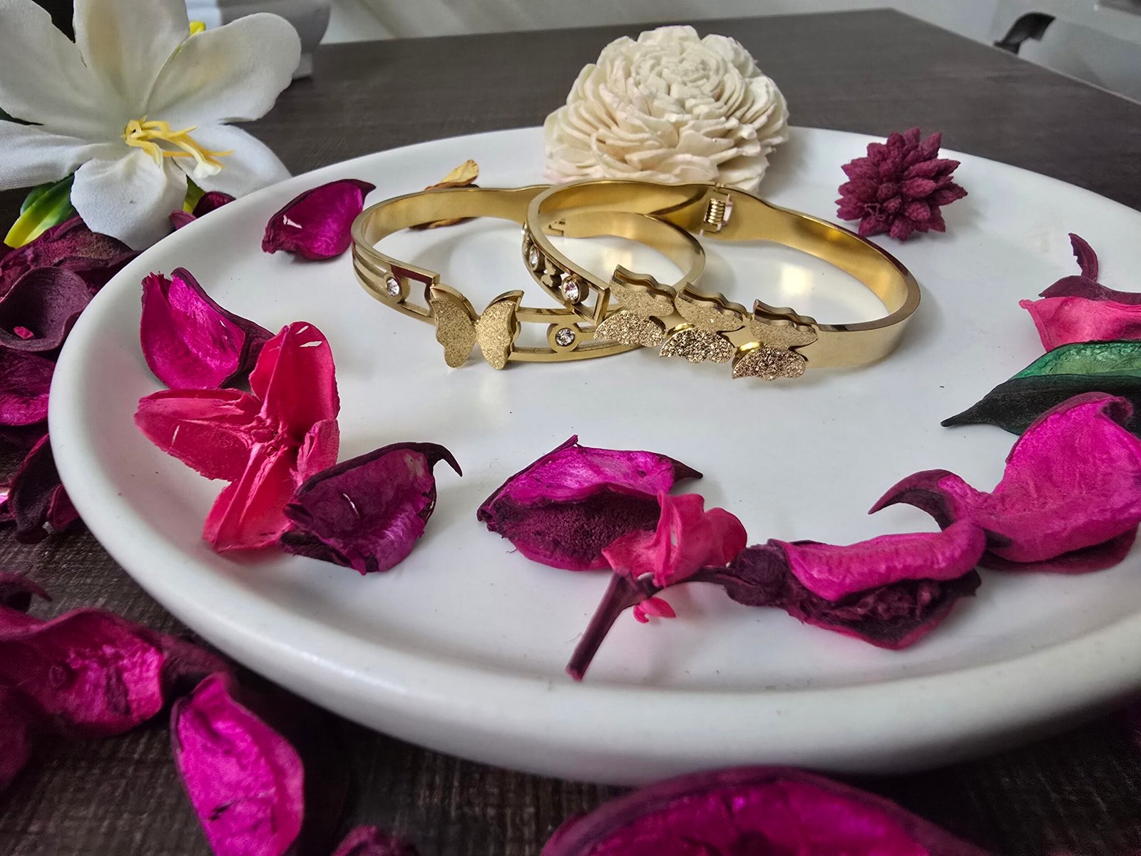 Set Butterfly and Butterfly Anti-Tarnish Bracelet